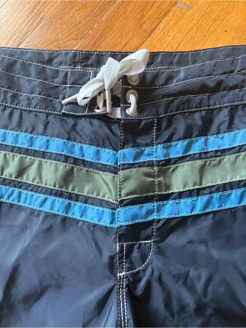 Birdwell Beach Britches 310 Board Blue Horizontal Stripes California Size 34